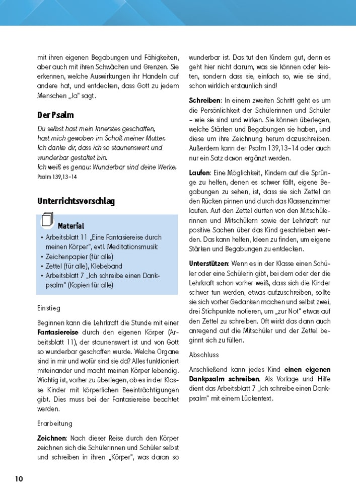 Arbeitsmaterial Grundschule. Religionsunterricht. Gottesbilder mit Psalmen entdecken und erleben