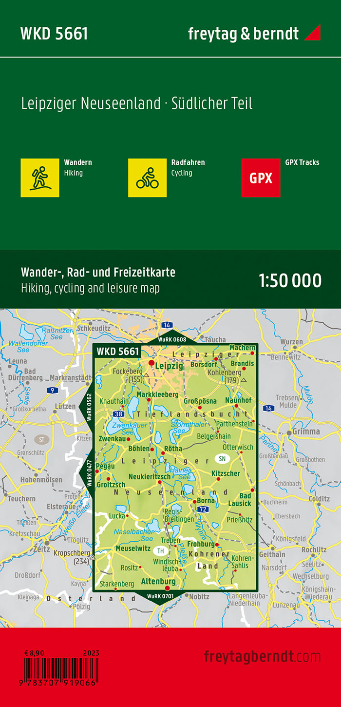 Leipziger Neuseenland - Südlicher Teil, Wander-, Rad- und Freizeitkarte 1:50.000, freytag & berndt, WKD 5661