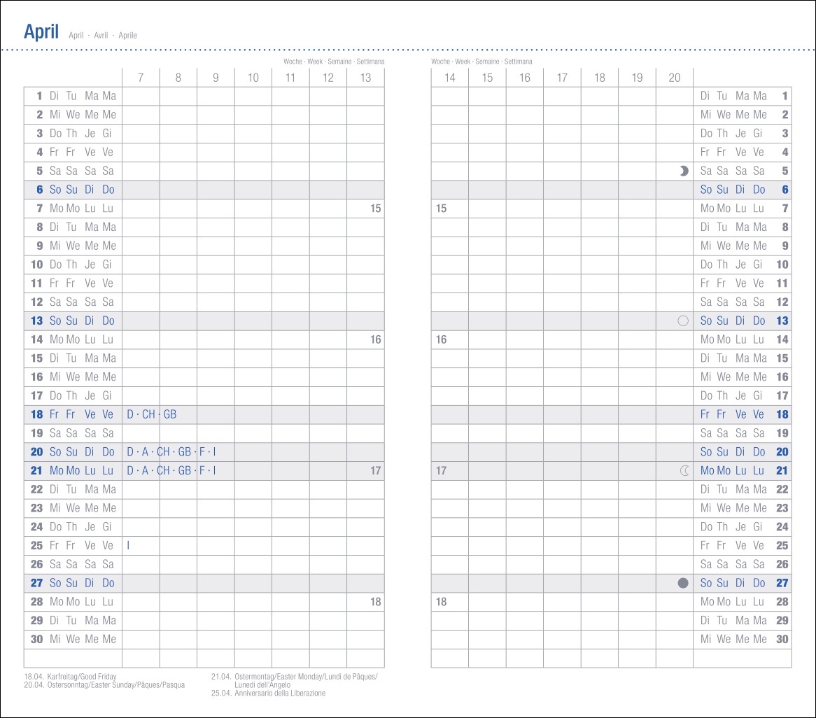 Monats-Taschenkalender, schwarz 2025