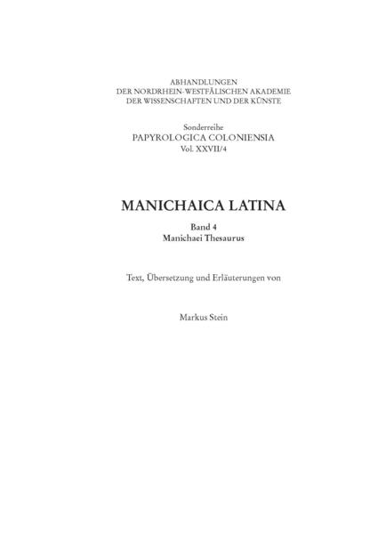 Manichaica Latina