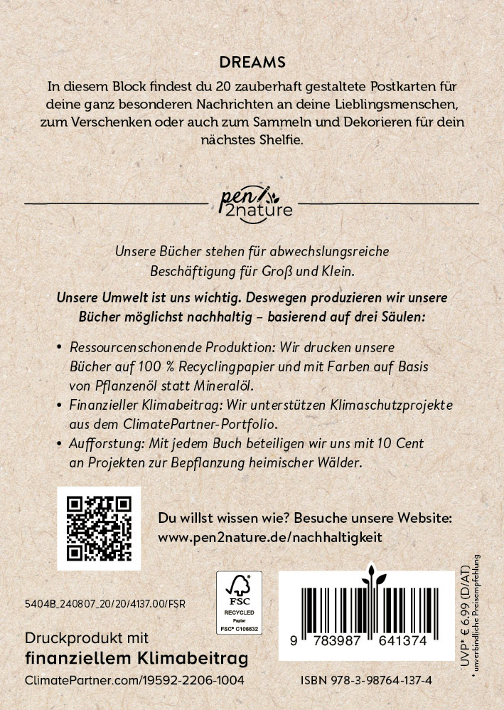 Postkartenblock Dreams