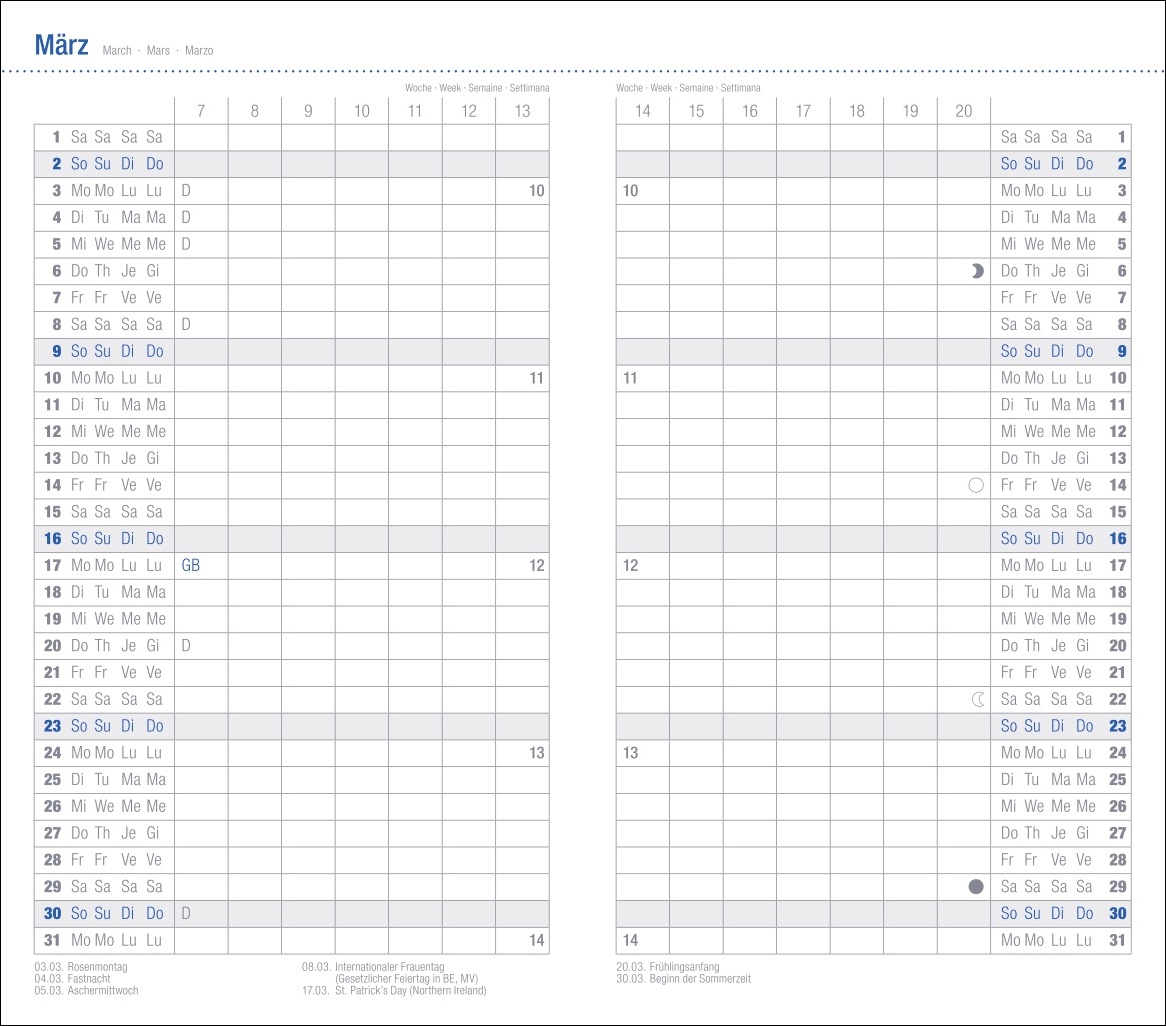 Monats-Taschenkalender, schwarz 2025