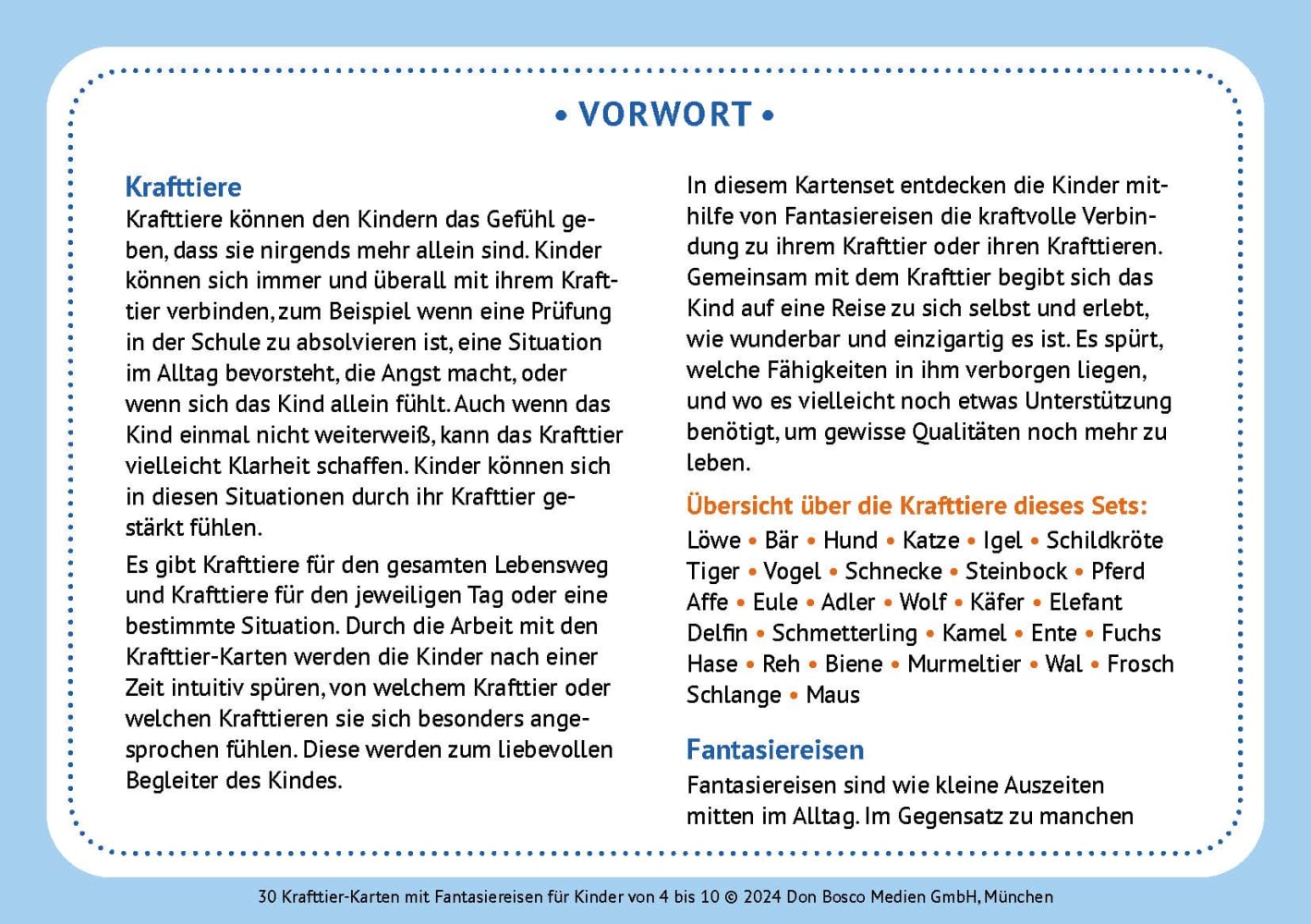 30 Krafttier-Karten mit Fantasiereisen für Kinder von 4 bis 10