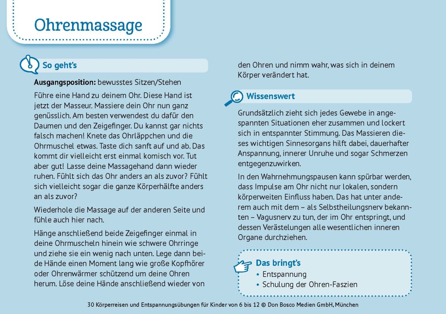 30 Körperreisen und Entspannungsübungen für Kinder von 6 bis 12