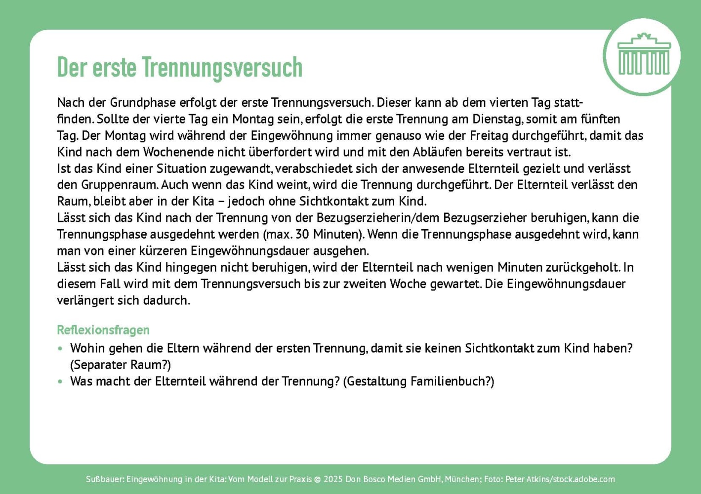 Eingewöhnung in der Kita. Vom Modell zur Praxis