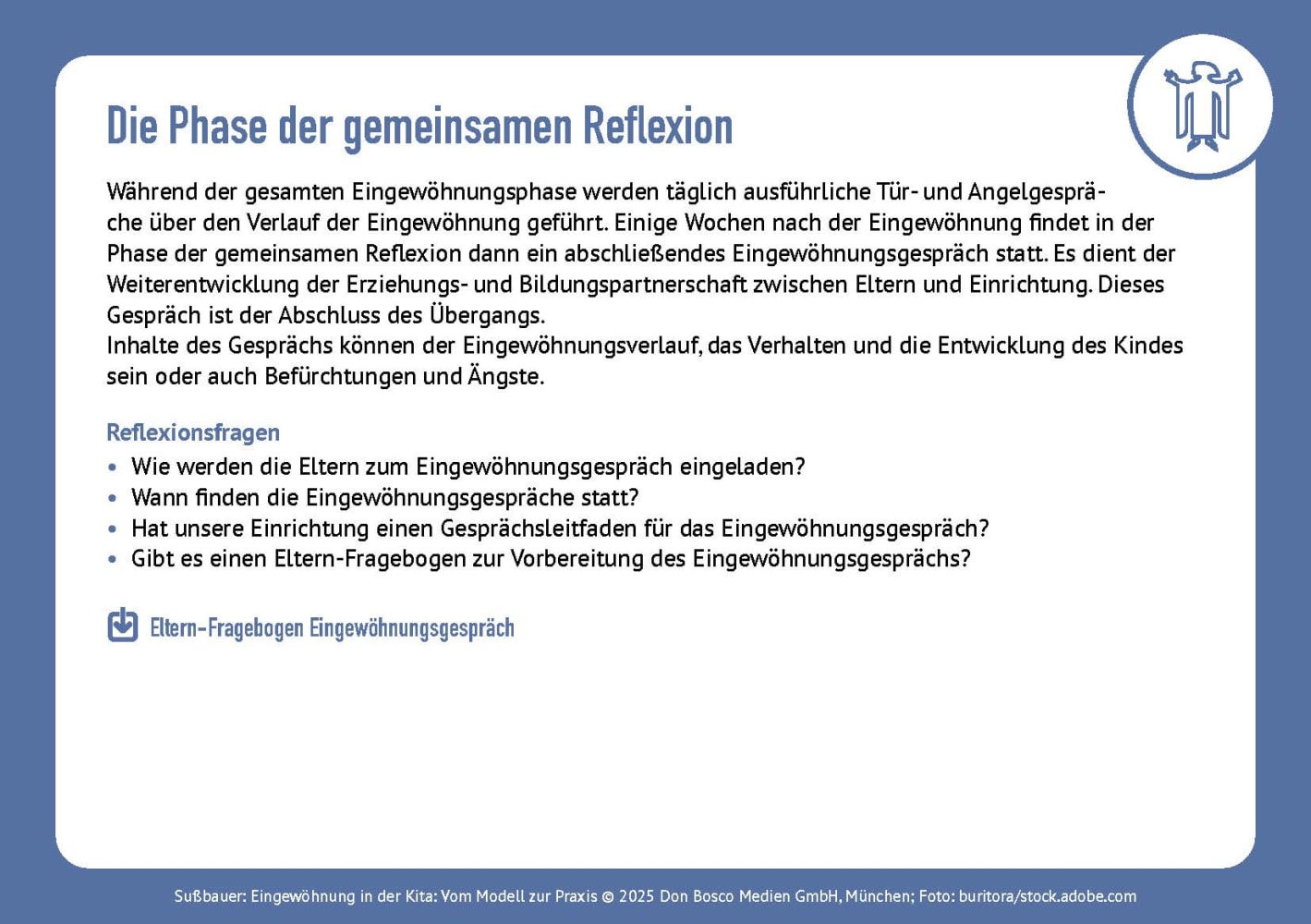 Eingewöhnung in der Kita. Vom Modell zur Praxis