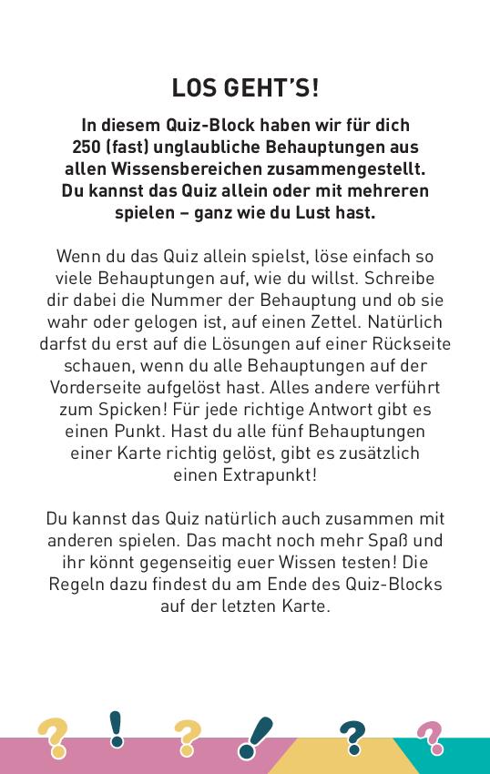 Wahr oder nicht? - Das Quiz-Spiel I ab 10 Jahren