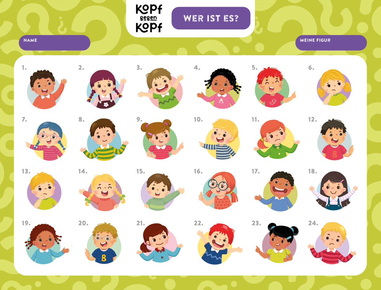 Der ultimative Spielblock: Kopf gegen Kopf – Wer ist es? Der ultimative Spielblock: Kopf gegen Kopf – Wer ist es?