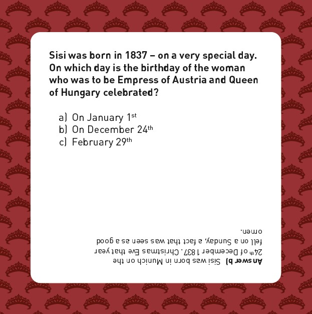 Sisi-Quiz (zweisprachig englisch / deutsch) Sisi-Quiz (zweisprachig englisch / deutsch)