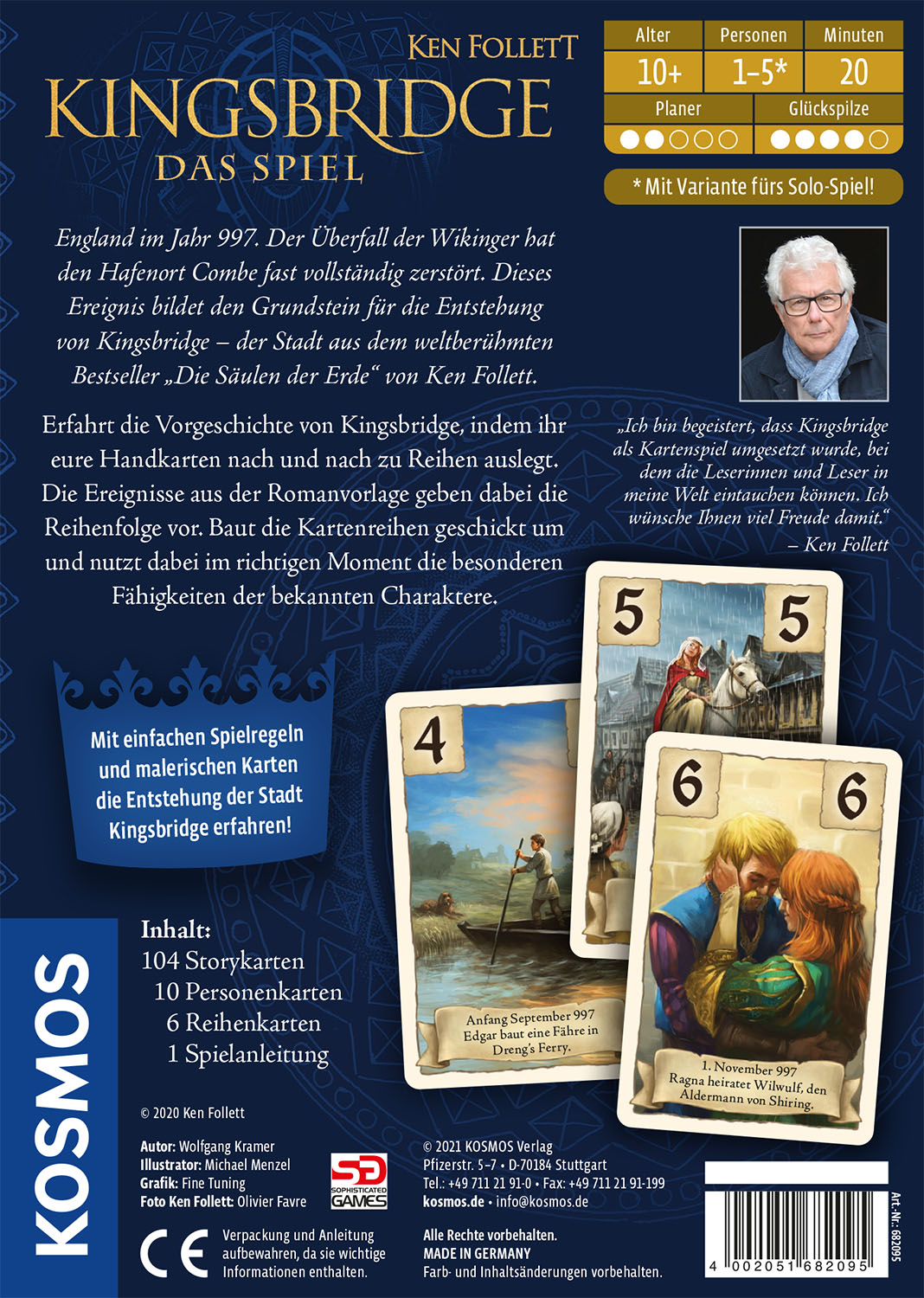 KOSMOS 682095 Ken Follett - Kingsbridge - Das Spiel, Kartenspiel zum Roman des Erfolg-Autors, Gesellschaftsspiel ab 10 Jahre, fü