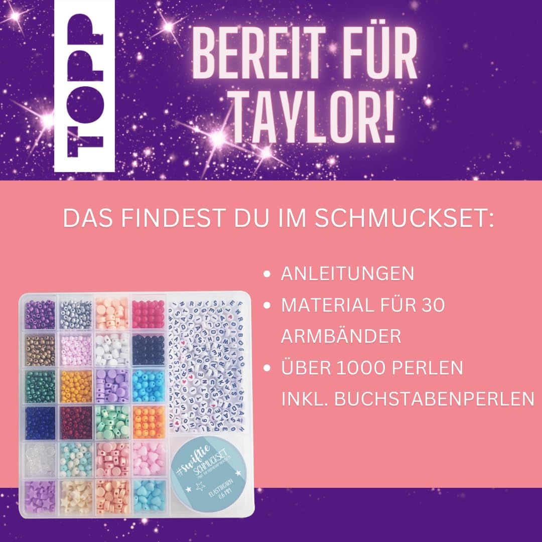 Swiftie - Schmuckset "Make the friendship bracelets": Anleitungen und Material für 30 Armbänder. Über 1000 Perlen in verschiedenen Farben und Buchstabenperlen