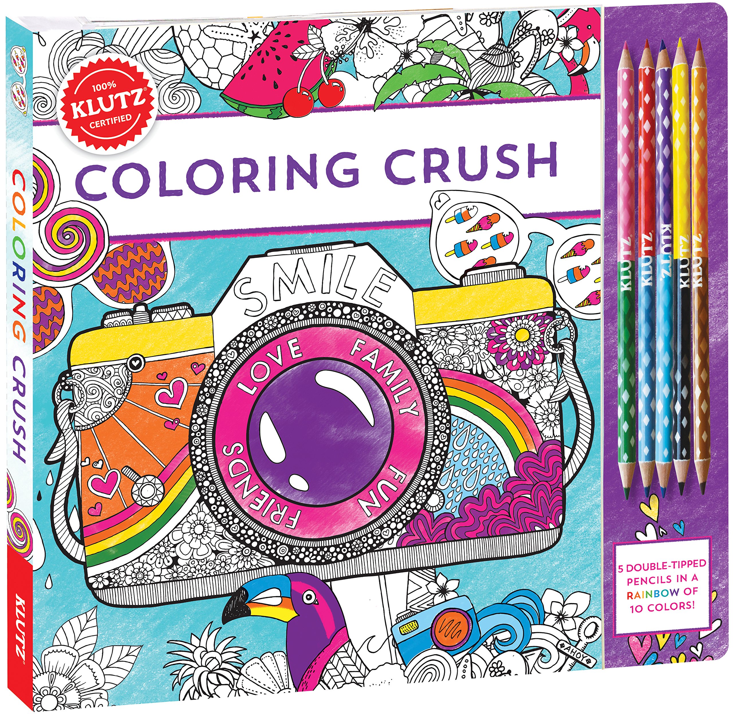 Coloring Crush: Book Includes 5 Double-tipped Colored Pencils (Klutz)