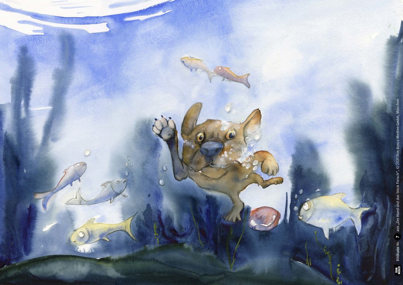 Der Hund und das Stück Fleisch. Eine Fabel von Äsop. Kamishibai Bildkartenset.