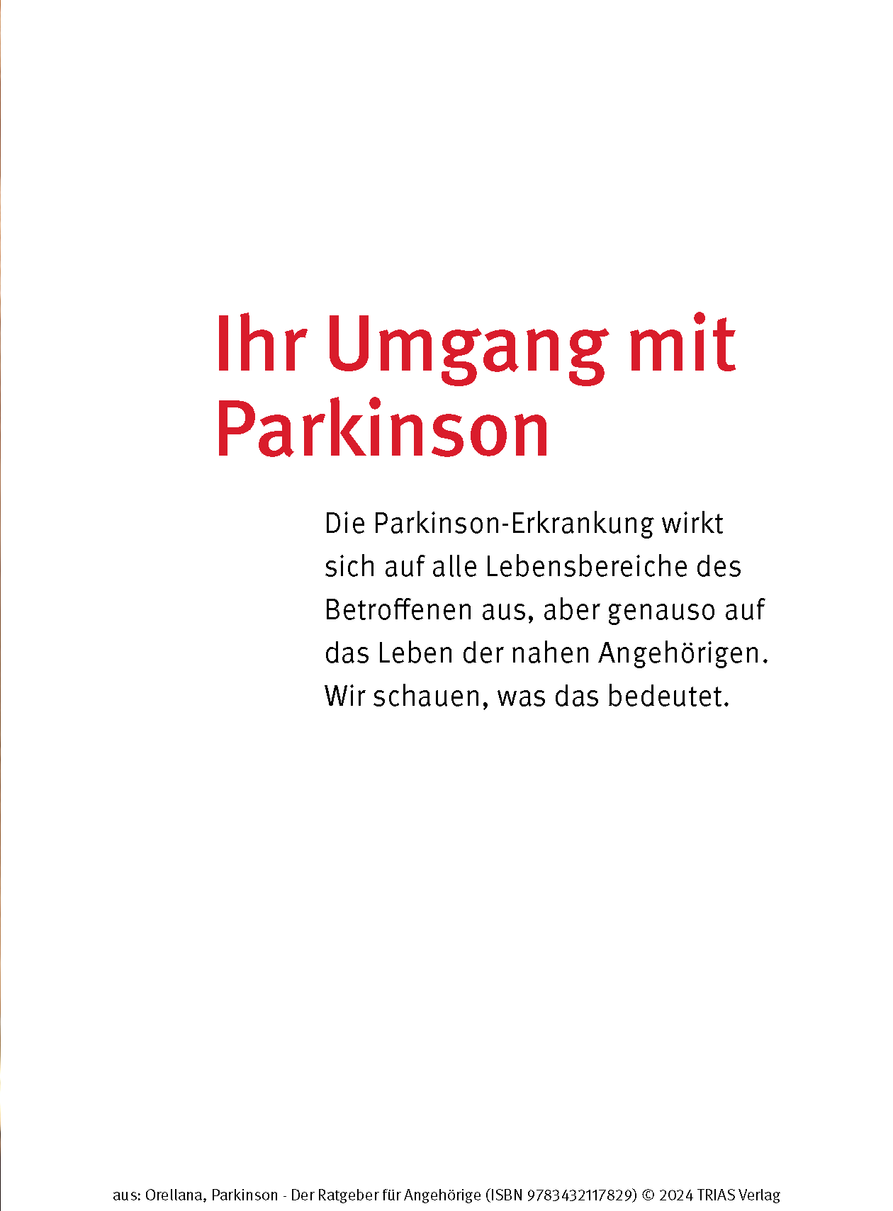 Parkinson. Der Ratgeber für Angehörige