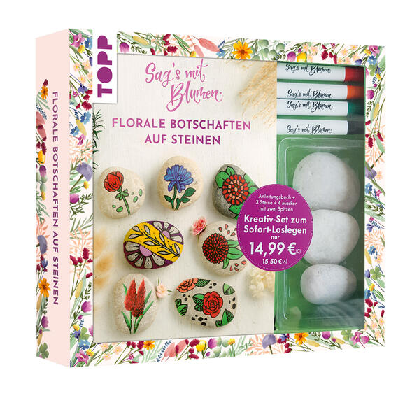 Kreativ-Set: Sag's mit Blumen - Florale Botschaften auf Steinen. Mit Anleitungsbuch und Material Kreativ-Set: Sag's mit Blumen - Florale Botschaften auf Steinen. Mit Anleitungsbuch und Material
