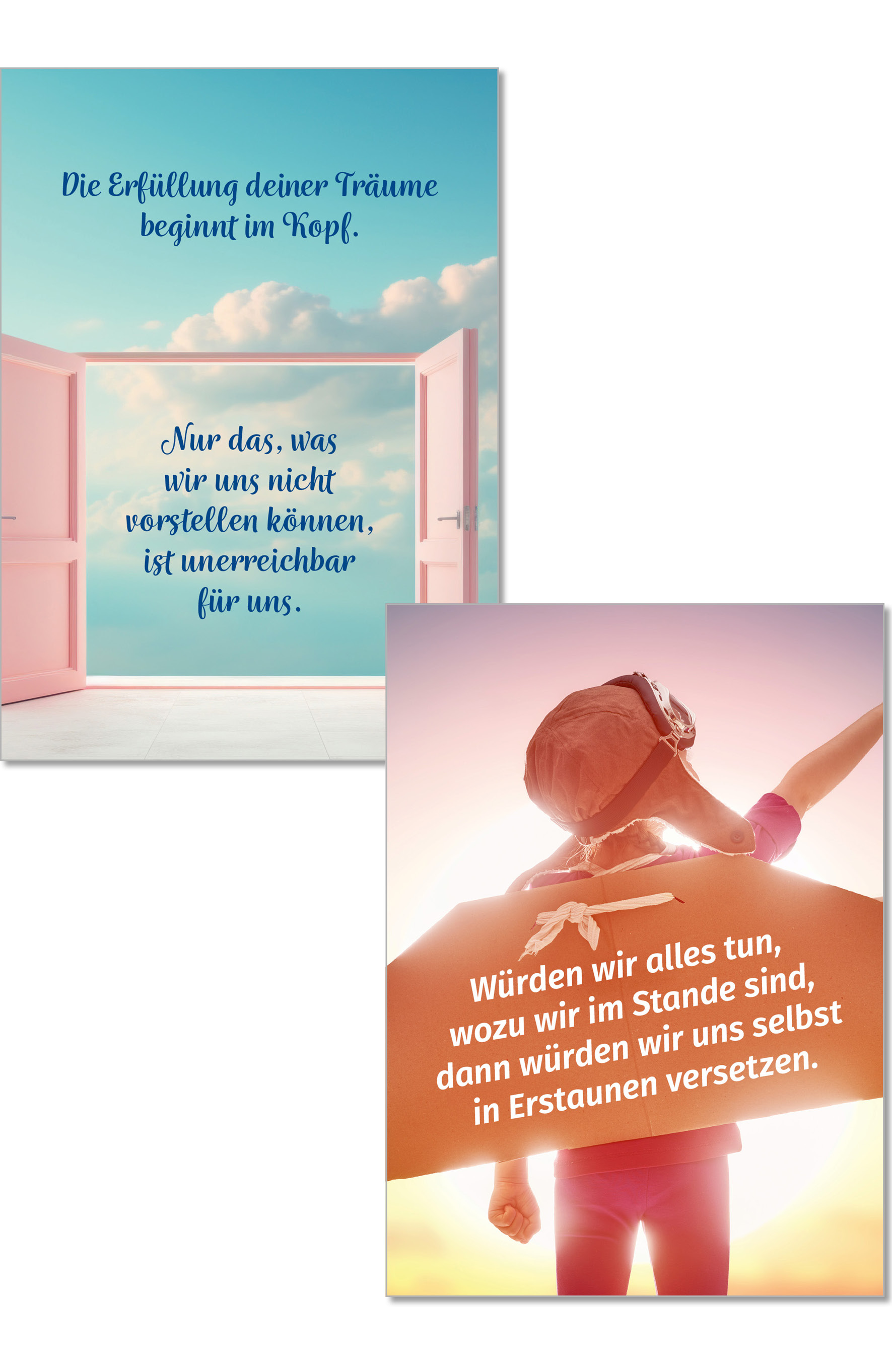 Die Lebensfreude-Postkarten. Die Erfüllung deiner Träume beginnt im Kopf