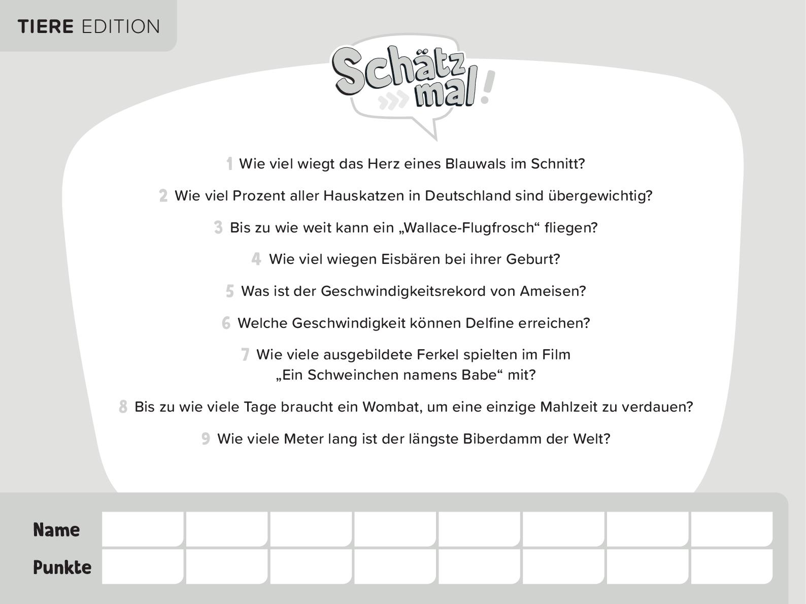 Schätz mal! Tiere Edition