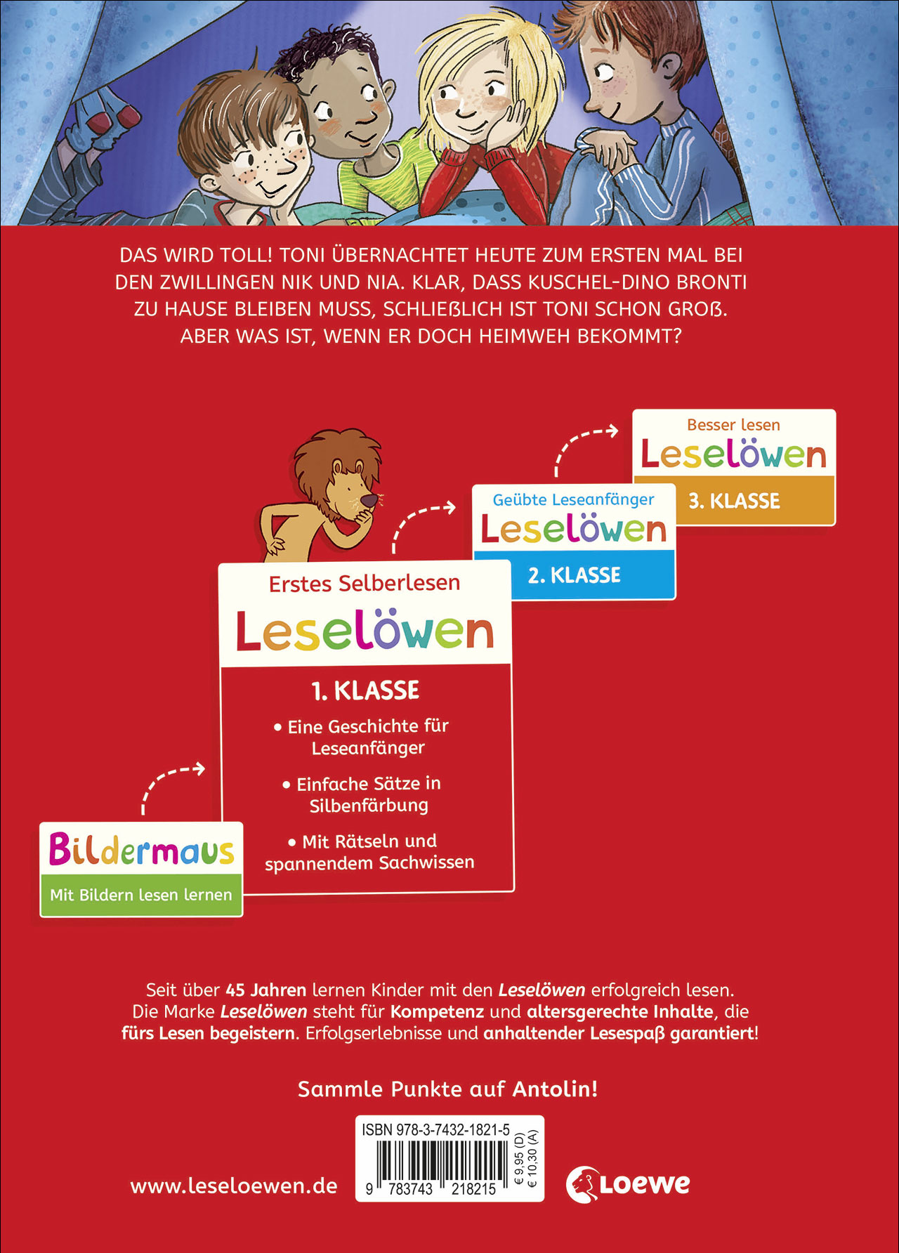 Leselöwen 1. Klasse - Toni übernachtet woanders (Großbuchstabenausgabe)