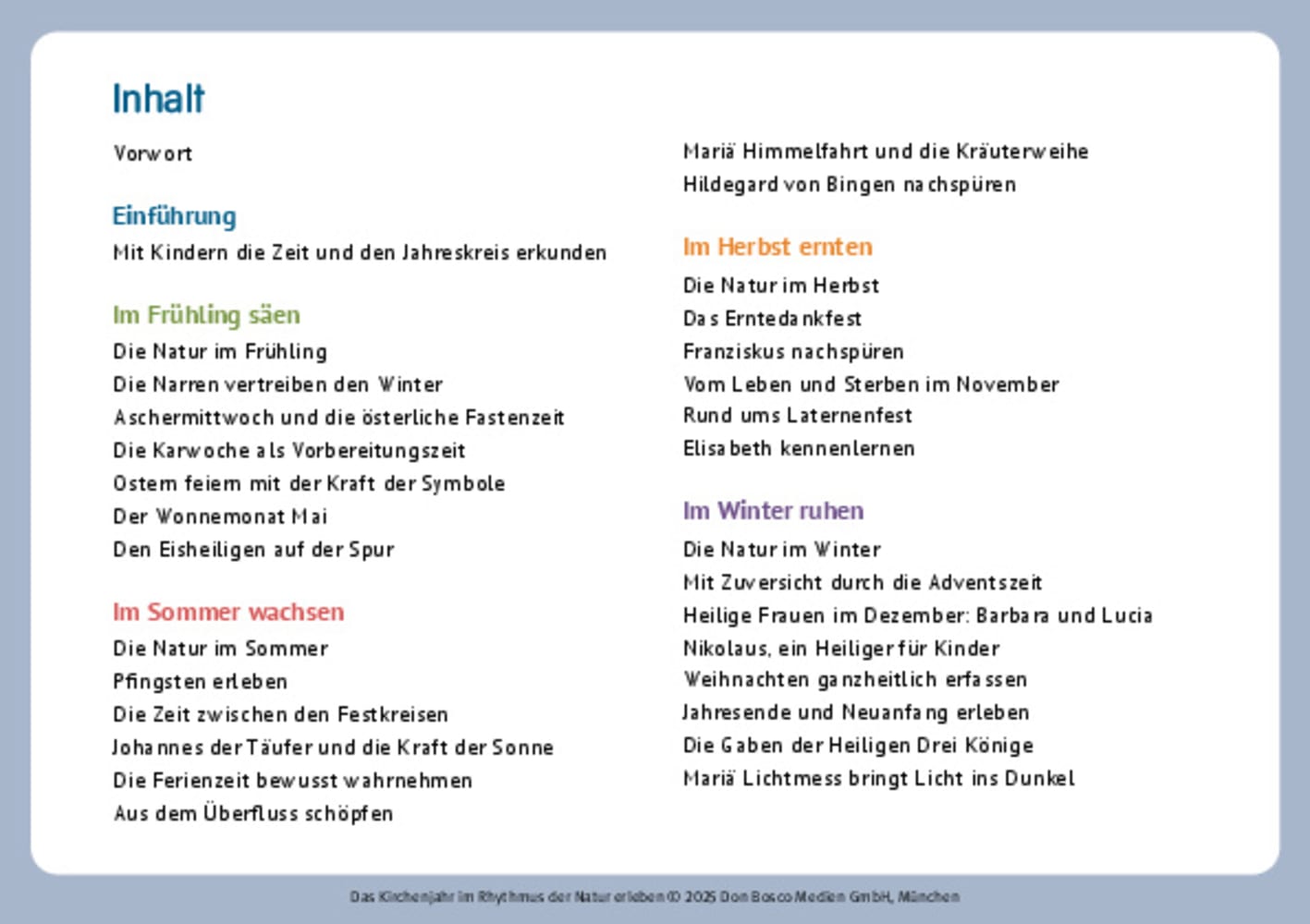 Das Kirchenjahr im Rhythmus der Natur erleben