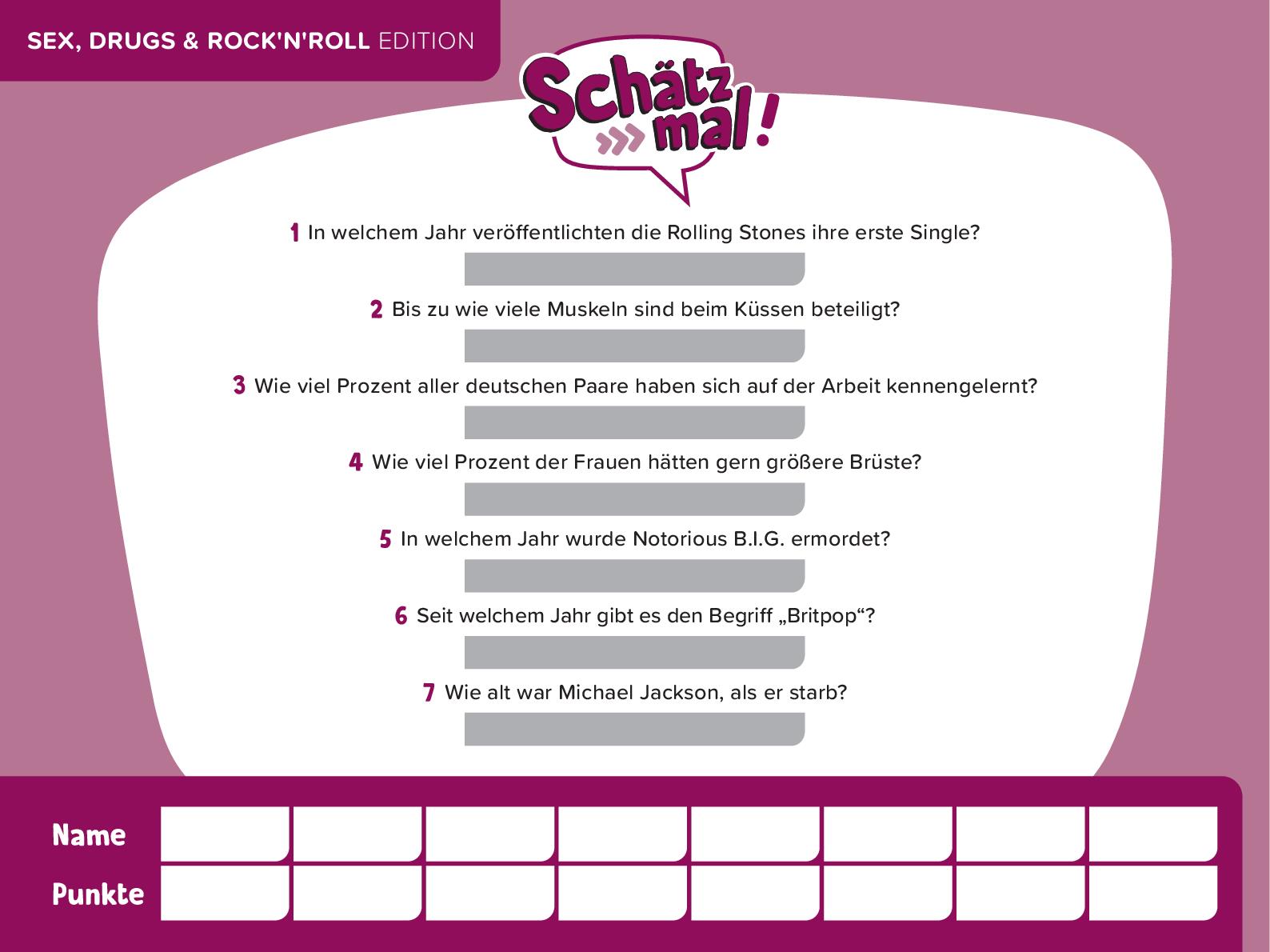 Schätz mal! Sex, Drugs & Rock'n'Roll Offline-Edition