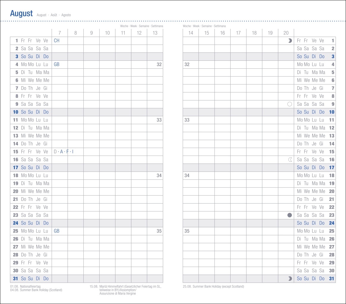 Monats-Taschenkalender, schwarz 2025