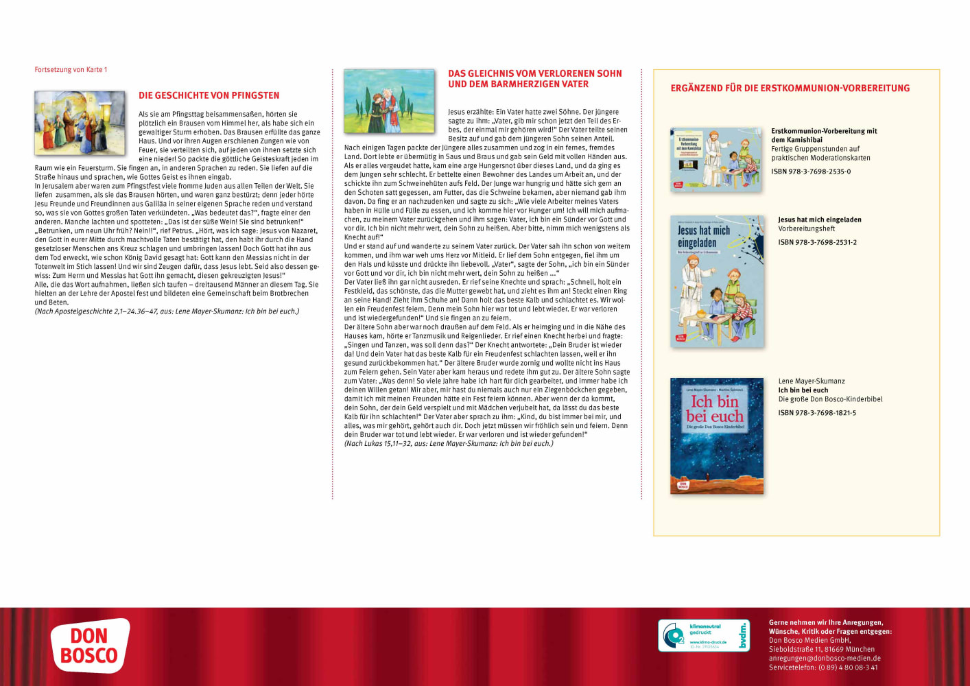Jesus-Geschichten für die Erstkommunion-Vorbereitung. Kamishibai Bildkartenset