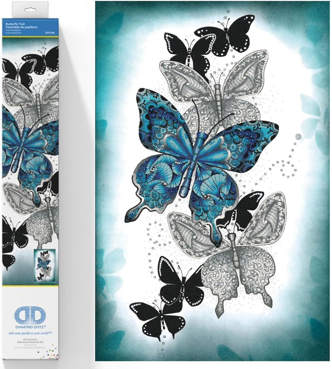 DIAMOND DOTZ 2592698 Original 5D Diamond Painting Set, Schmetterlinge, DIY Diamant-Malerei-Kit mit runden Glitzersteinen für Erw