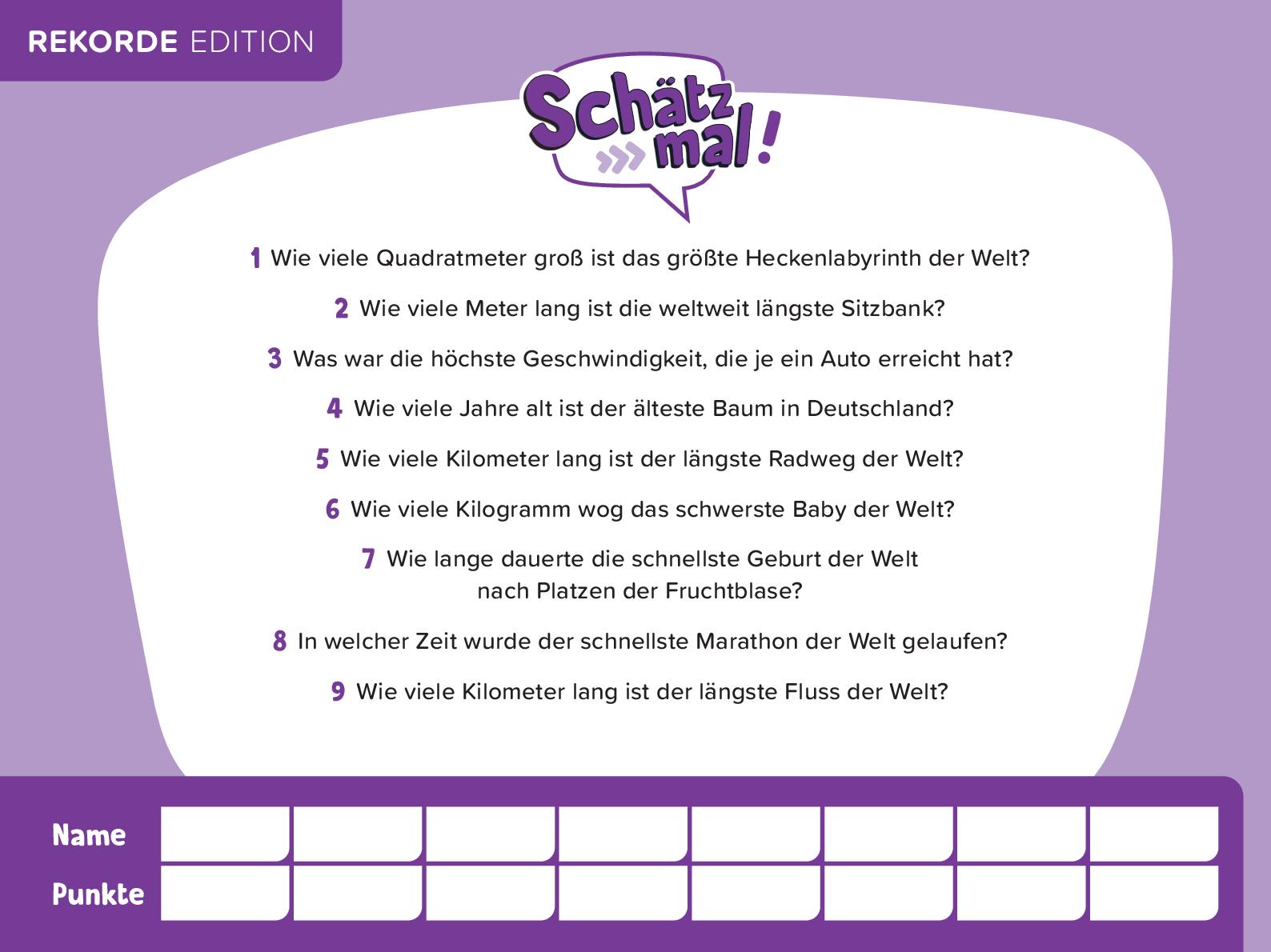 Schätz mal! Rekorde Edition