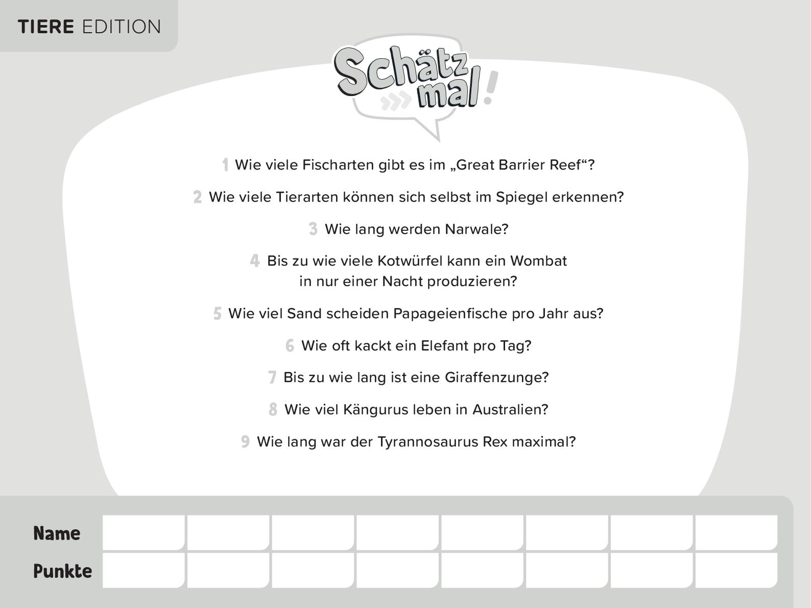Schätz mal! Tiere Edition