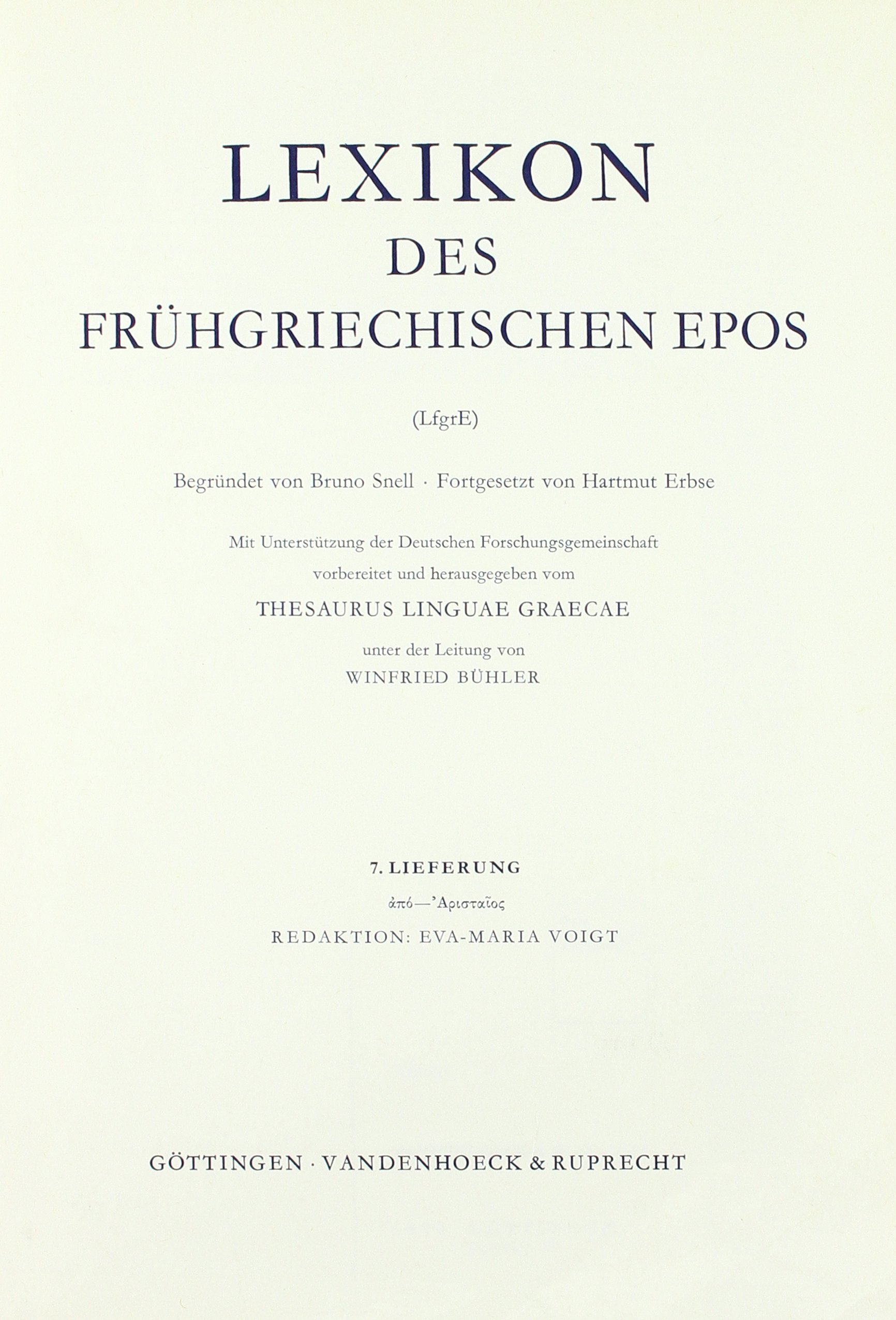 Lexikon des frühgriechischen Epos Lfg. 07