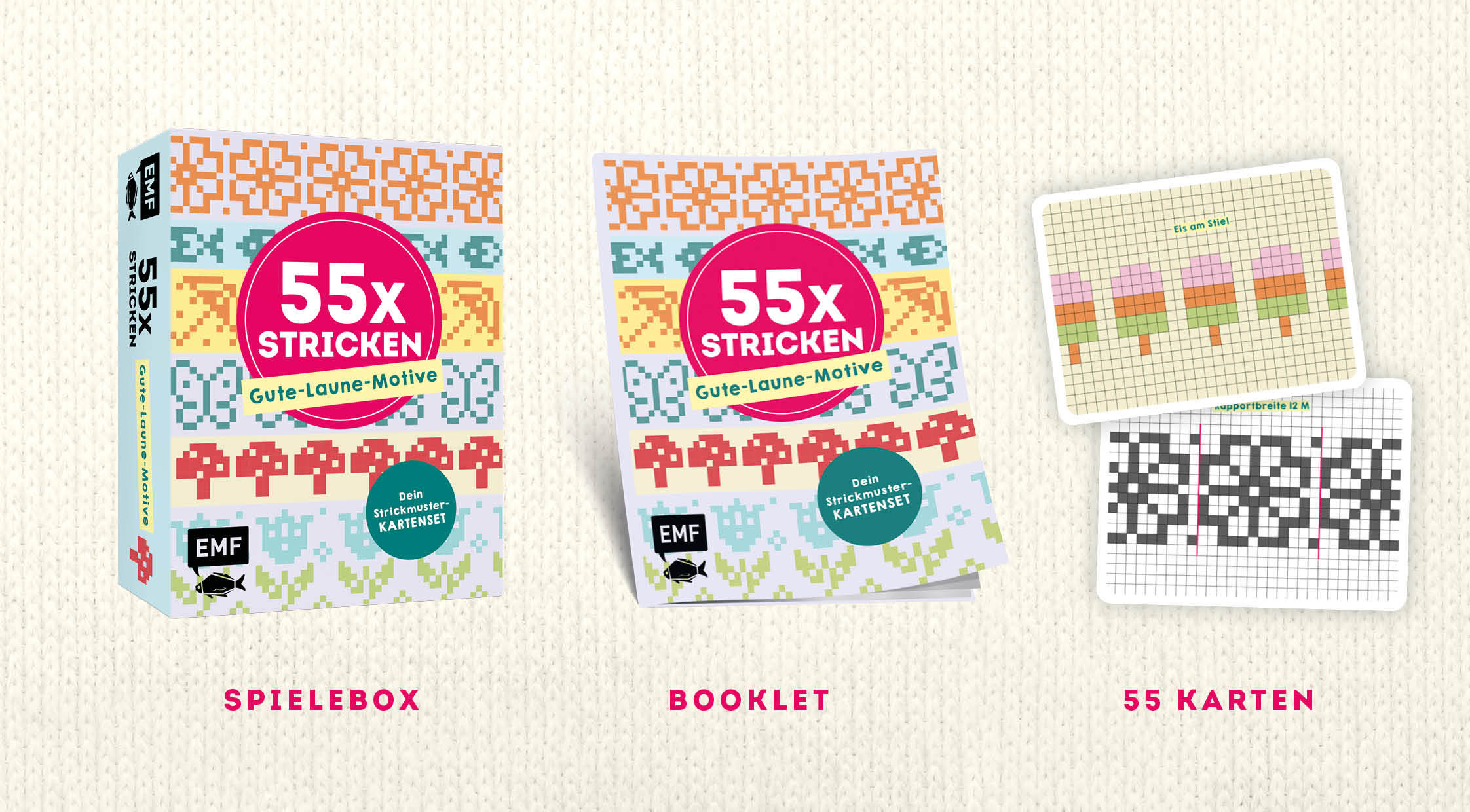 55 x stricken – Gute-Laune-Motive: Deine Strickmustersammlung als Kartenset 55 x stricken – Gute-Laune-Motive: Deine Strickmustersammlung als Kartenset