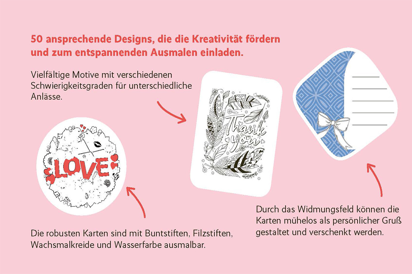 50 cozy Karten zum Ausmalen – Liebe Grüße