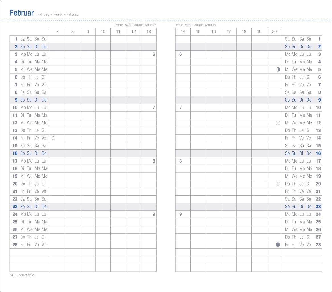 Monats-Taschenkalender, schwarz 2025