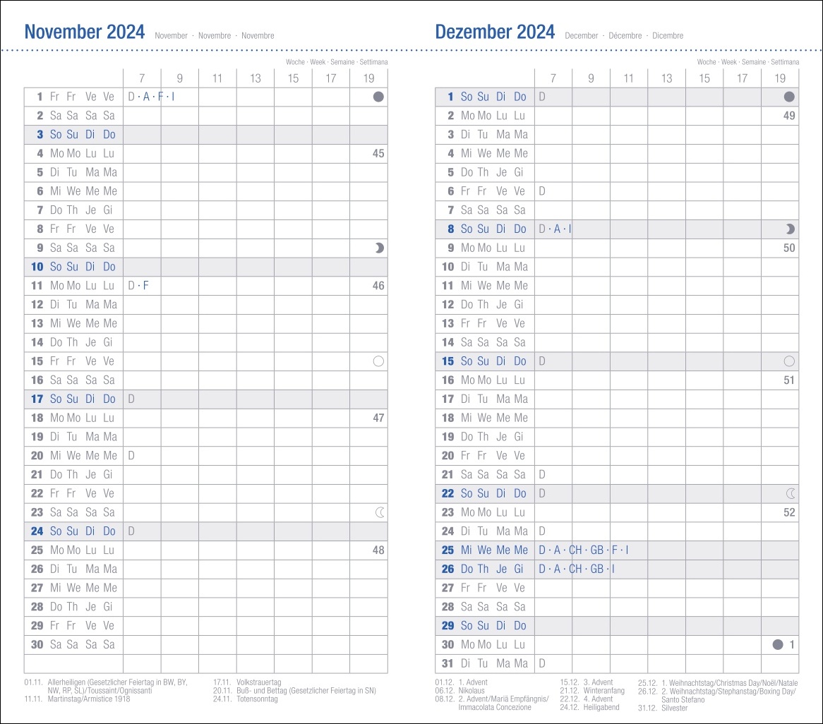 Monats-Taschenkalender, schwarz 2025