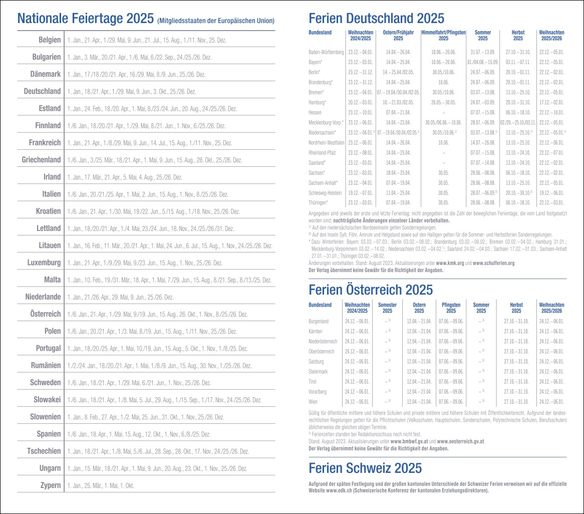 Monats-Taschenkalender, schwarz 2025