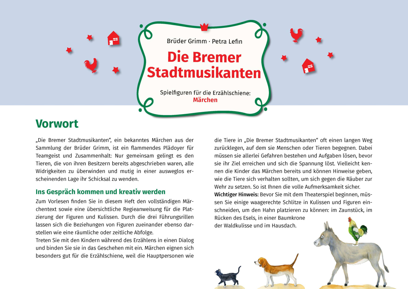 Die Bremer Stadtmusikanten. Erzählschienen-Figurenset