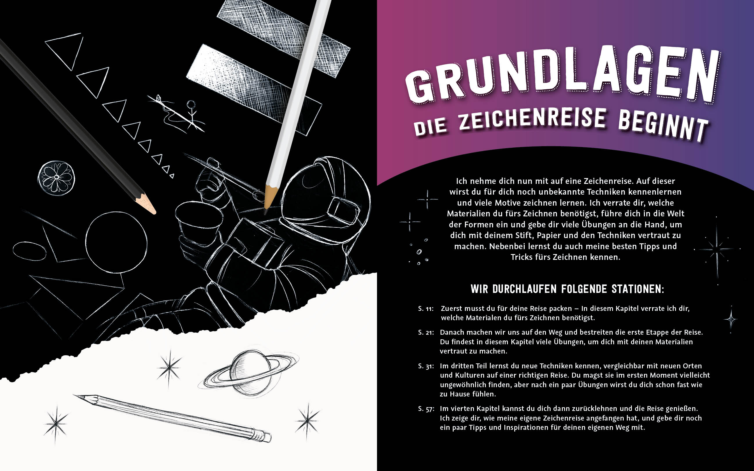 Zeichenreise – Motive vom Urknall bis heute