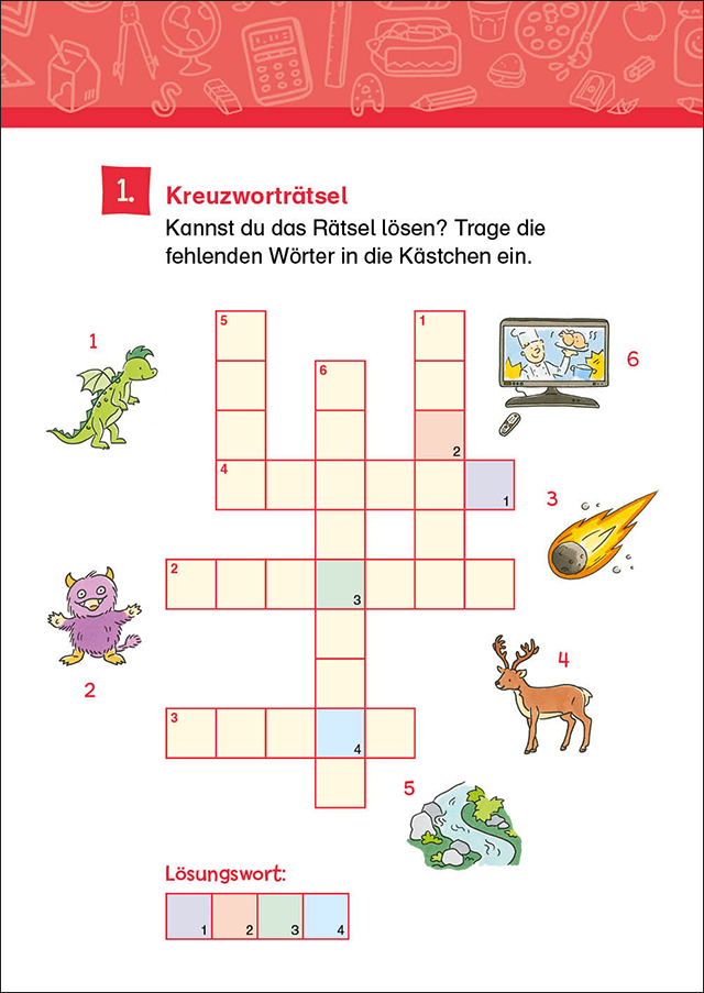 66 Kreuzworträtsel für Erstleser - 1. Klasse (Blau)
