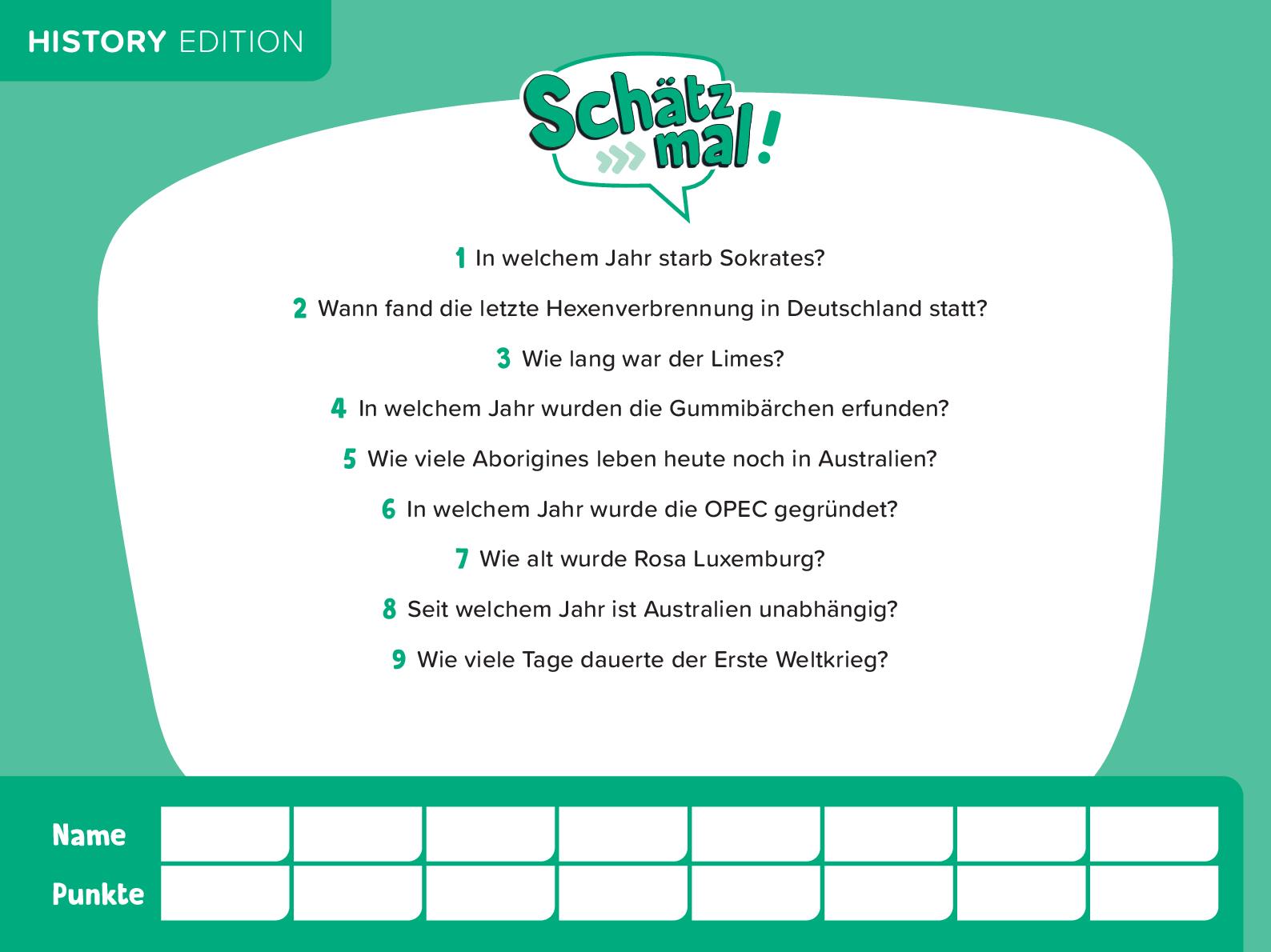 Schätz mal! History Edition