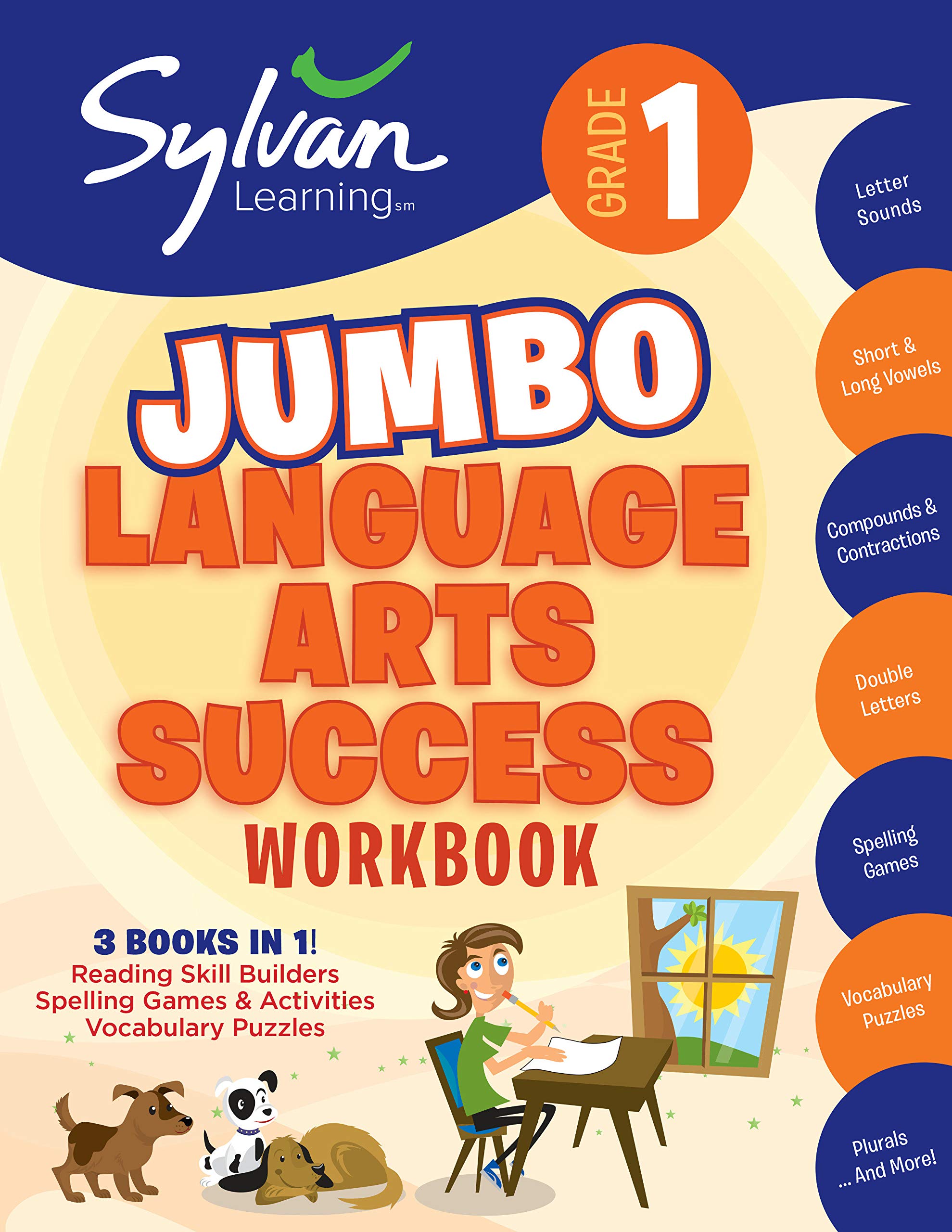 1st Grade Jumbo Language Arts Success Workbook: 3 Books In 1 # Reading Skill Builders, Spellings Games, Vocabulary Puzzles; Acti