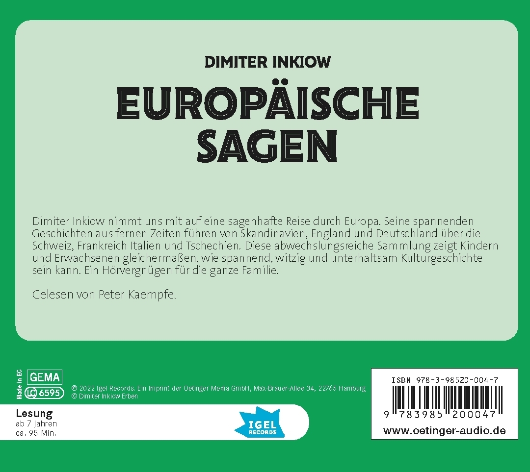 Europäische Sagen (Audio-CD)