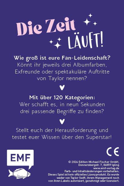 Kartenspiel: Nenne drei – schon vorbei! ... für Taylor Swift-Fans! Kartenspiel: Nenne drei – schon vorbei! ... für Taylor Swift-Fans!