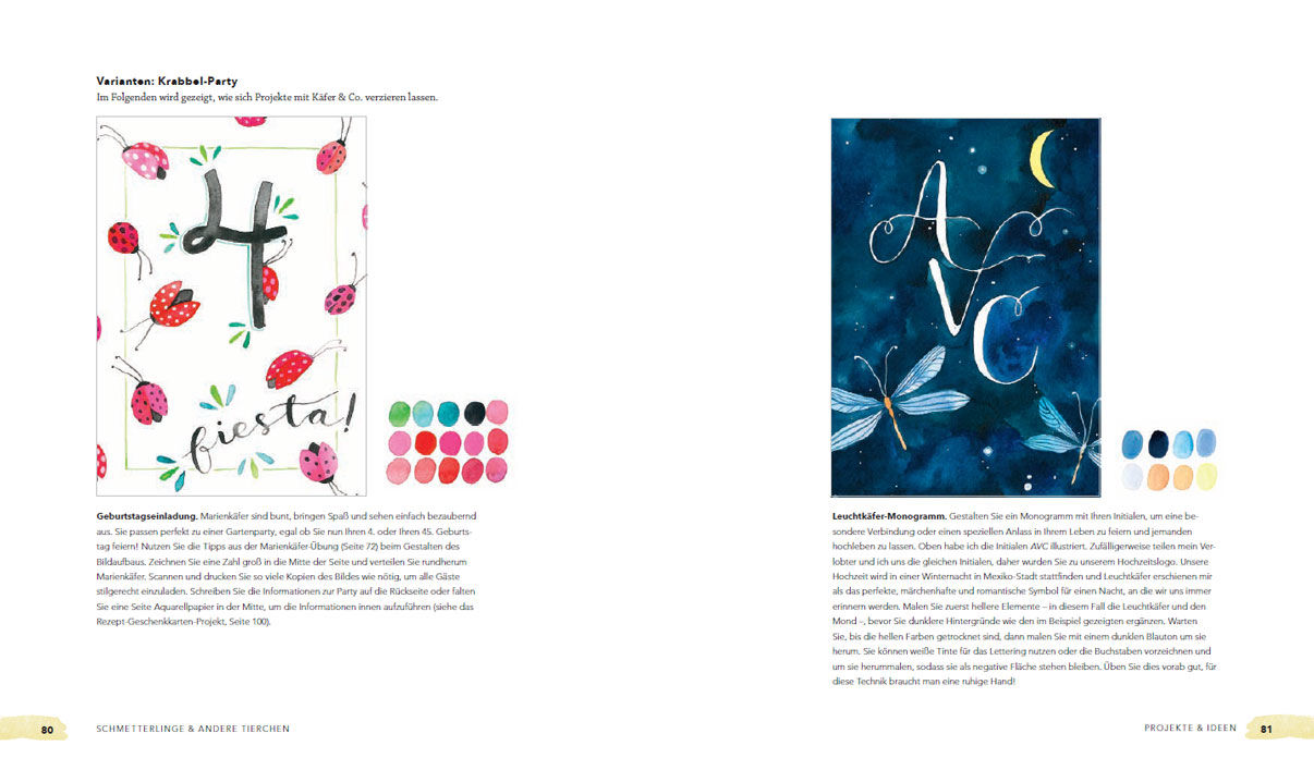 Watercolor & Handlettering. Motive aus der Tier- und Pflanzenwelt mit einfachen Schriften kombinieren