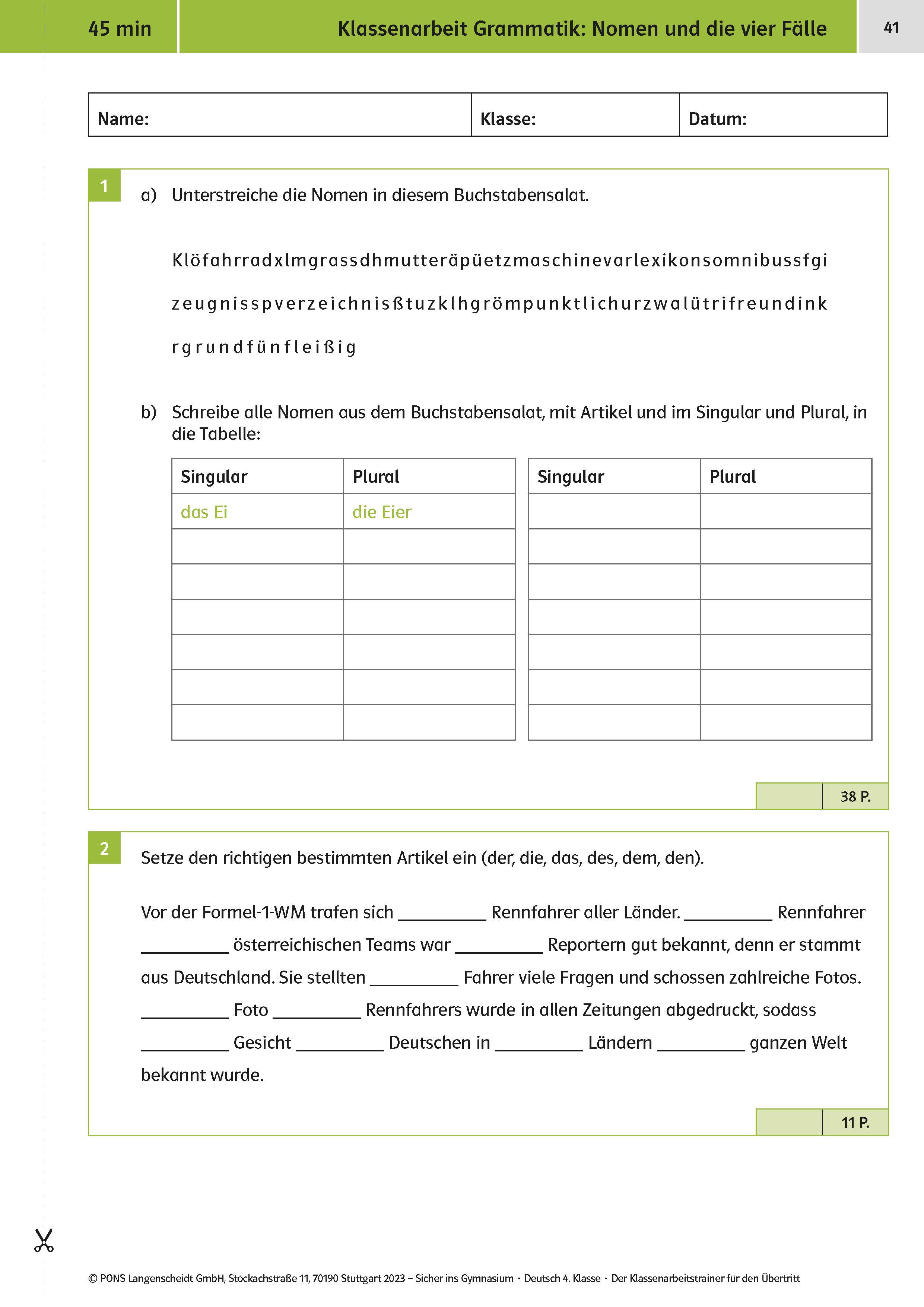 Klett Sicher ins Gymnasium: Klassenarbeitstrainer für den Übertritt Deutsch 4. Klasse