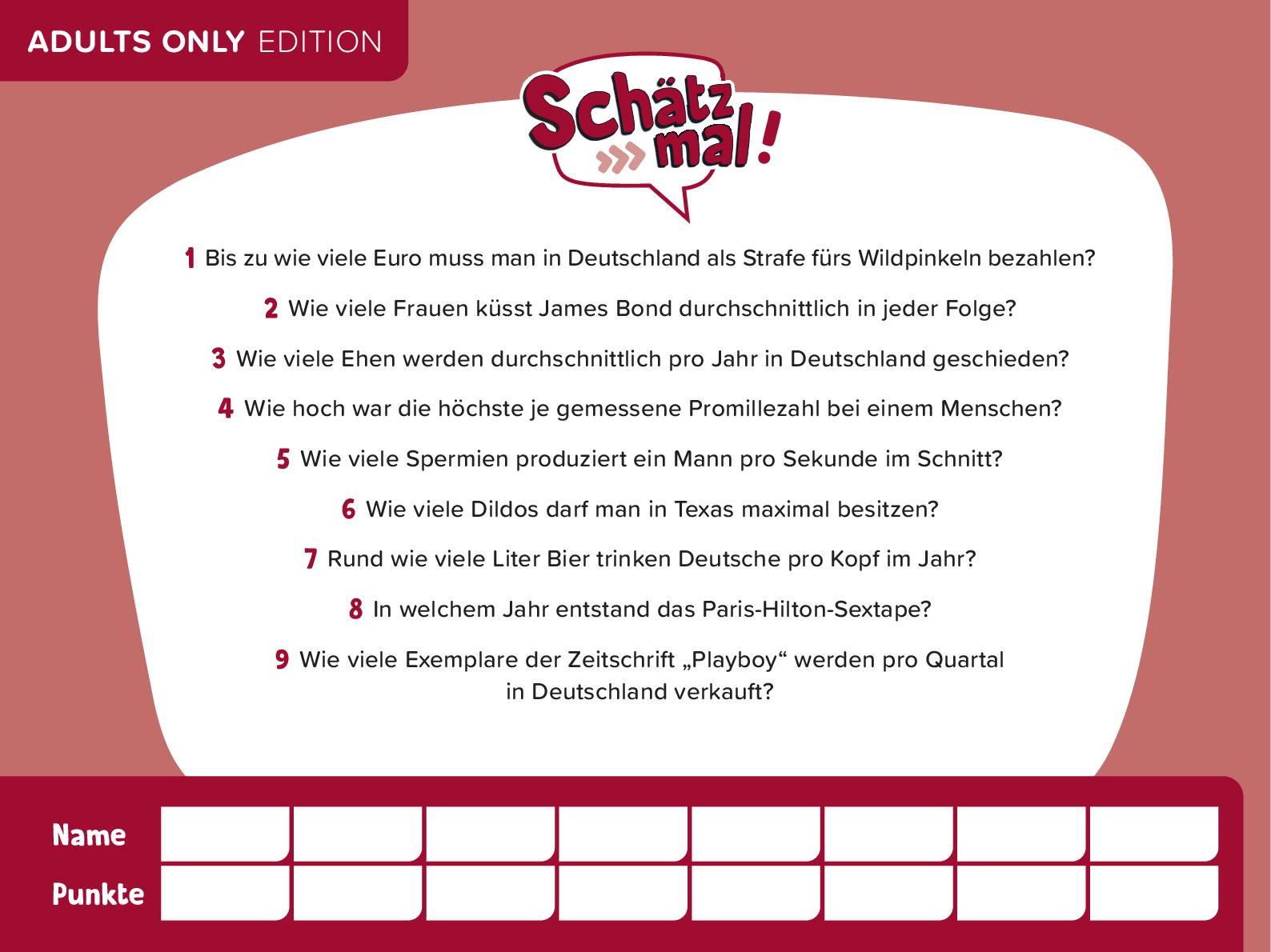 Schätz mal! Adults Only Edition