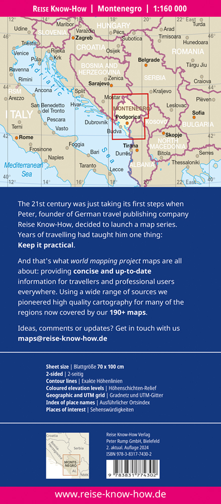 Reise Know-How Landkarte Montenegro (1:160.000)