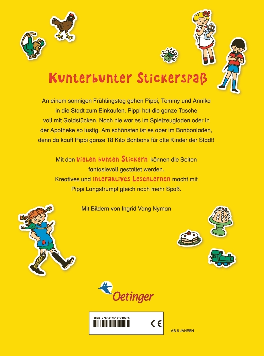 Lesen + Stickern. Pippi geht einkaufen