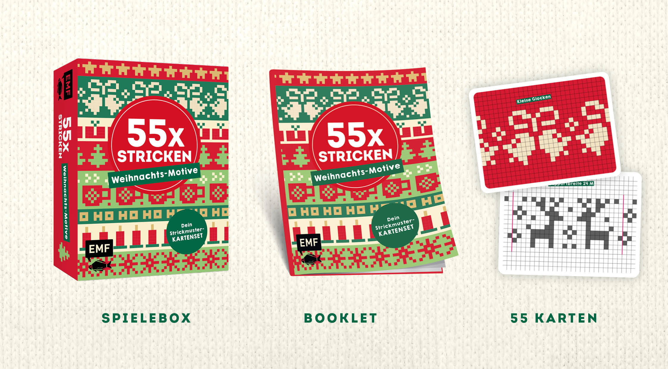 55 x stricken – Weihnachts-Motive: Deine Strickmustersammlung als Kartenset 55 x stricken – Weihnachts-Motive: Deine Strickmustersammlung als Kartenset
