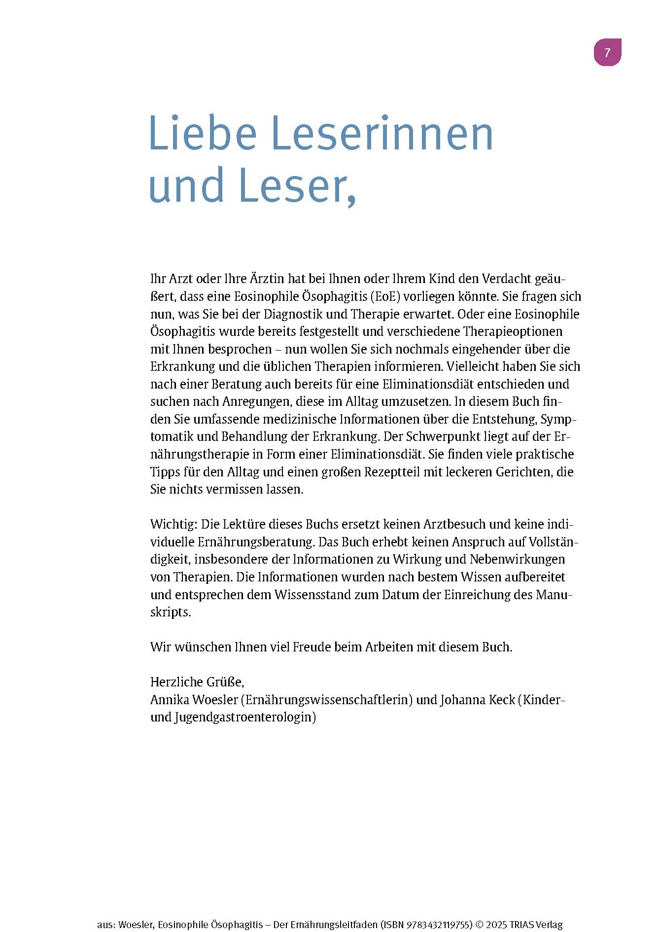 Eosinophile Ösophagitis - Der Ernährungsleitfaden
