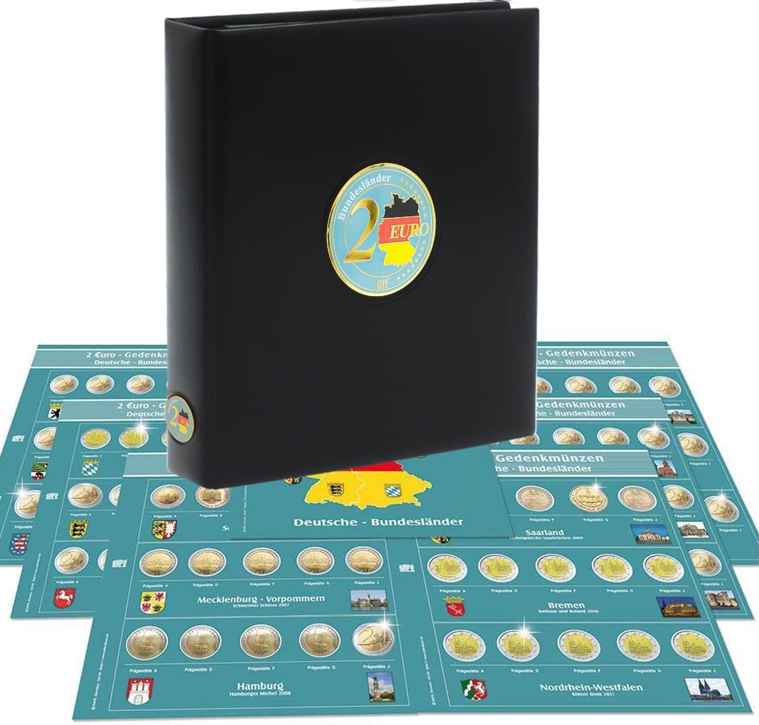 SAFE 7345 PREMIUM 2 Euro Münzen Sammelalbum Deutsche Bundesländer 2006-2021- Münzsammelalbum - für Ihre Coin Collection + 6 Münz